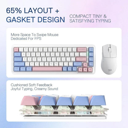 Redragon k709 pro 65% wireless gasket rgb gaming keyboard 68 keys hot-swap