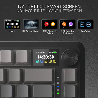 Redragon k724 pro wireless gasket gaming keyboard w/hype 1.14’’ tft screen &