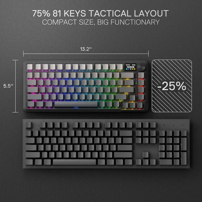 Redragon k724 pro wireless gasket gaming keyboard w/hype 1.14’’ tft screen &