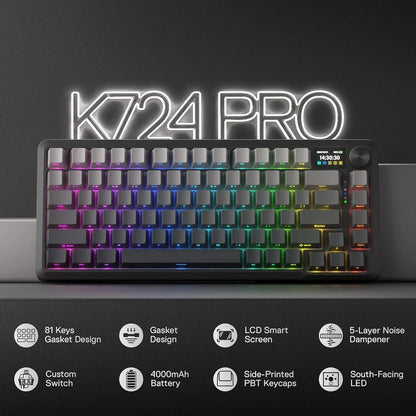 Redragon k724 pro wireless gasket gaming keyboard w/hype 1.14’’ tft screen &