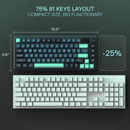 Redragon k724 pro wireless gasket gaming keyboard w/hype screen & knob 81-key