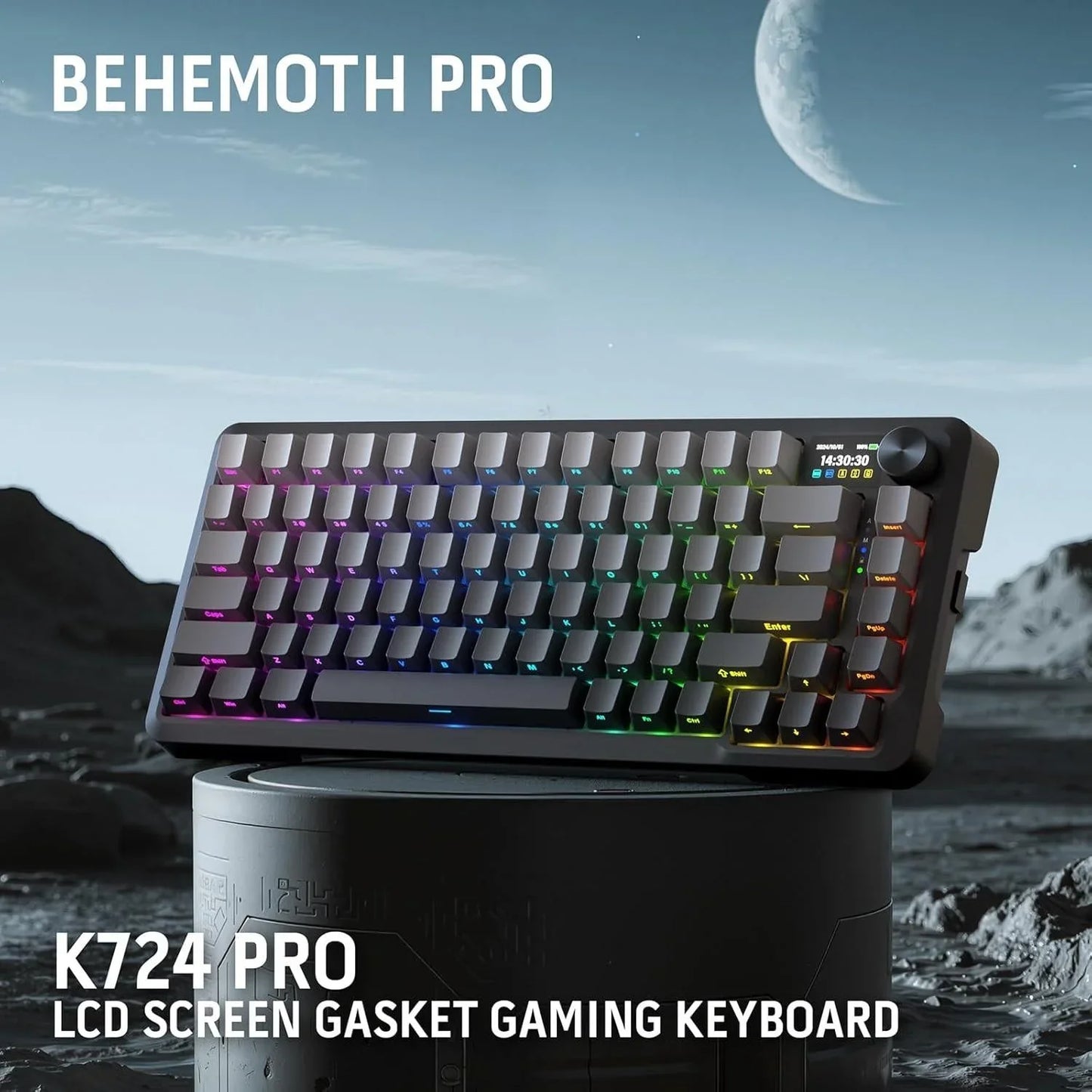 Redragon k724 pro wireless gasket gaming keyboard w/hype 1.14’’ tft screen &