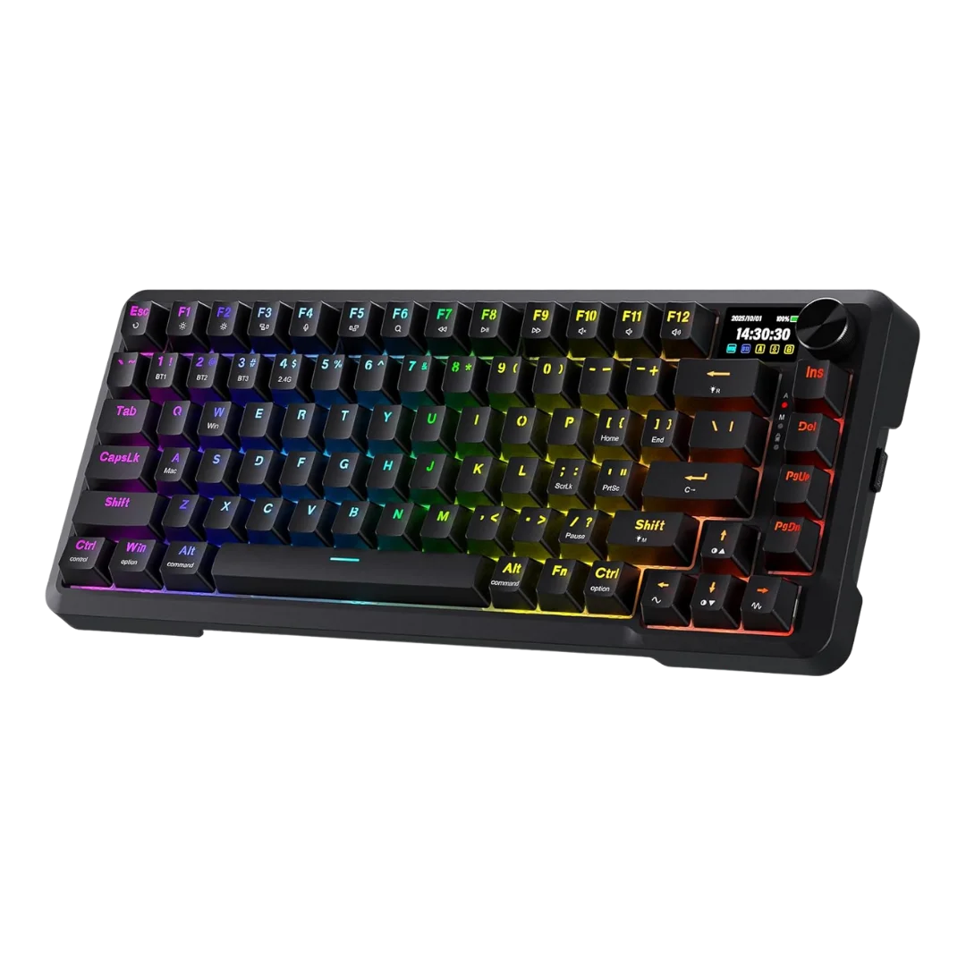 Redragon k724 pro wireless gasket gaming keyboard w/hype screen & knob 81-key