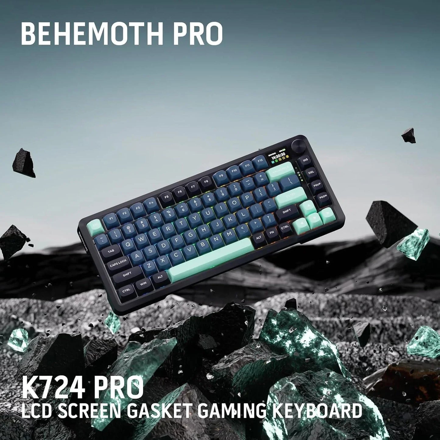Redragon k724 pro wireless gasket gaming keyboard w/hype screen & knob 81-key
