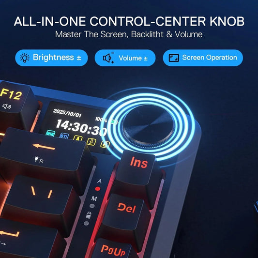Redragon k724 pro wireless gasket gaming keyboard w/hype screen & knob 81-key