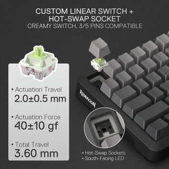 Redragon k724 pro wireless gasket gaming keyboard w/hype 1.14’’ tft screen &