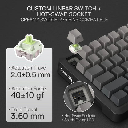 Redragon k724 pro wireless gasket gaming keyboard w/hype 1.14’’ tft screen &