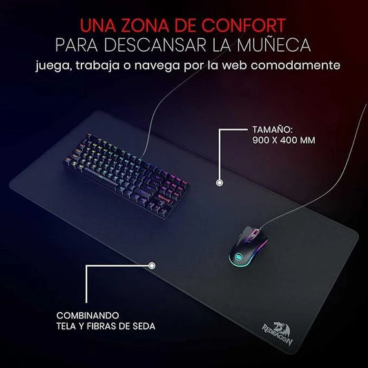 Redragon p032 flick xl mouse pad with stitched edges waterproof for work games