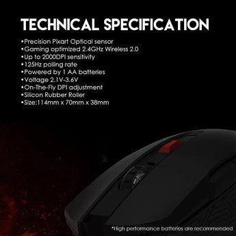 Raigor ii wg10 wireless 2.4ghz pro-gaming mouse