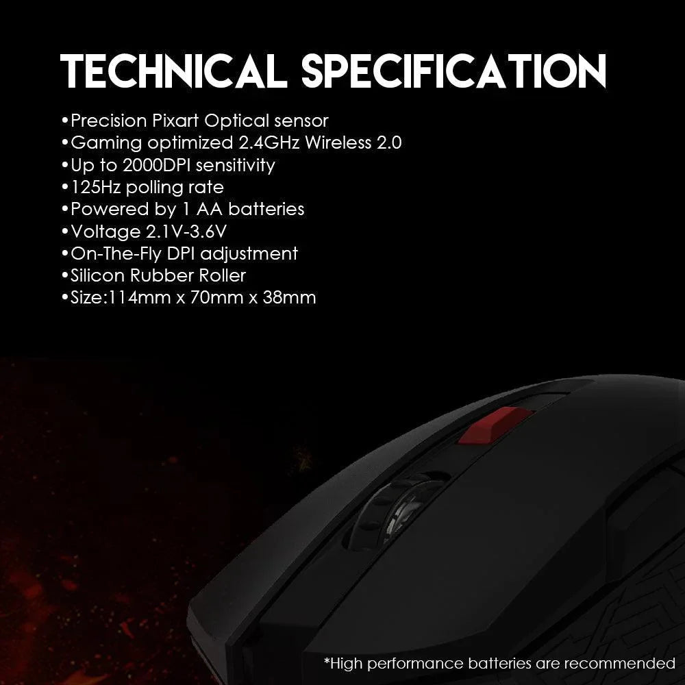 Raigor ii wg10 wireless 2.4ghz pro-gaming mouse