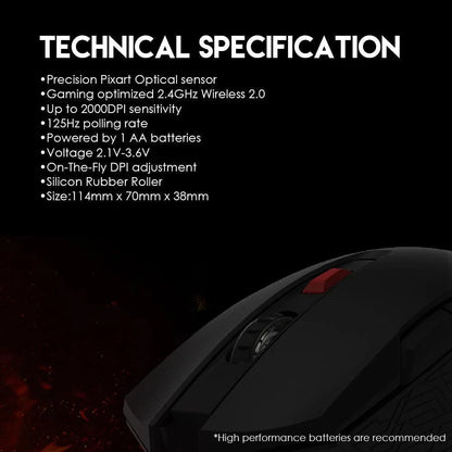 Raigor ii wg10 wireless 2.4ghz pro-gaming mouse