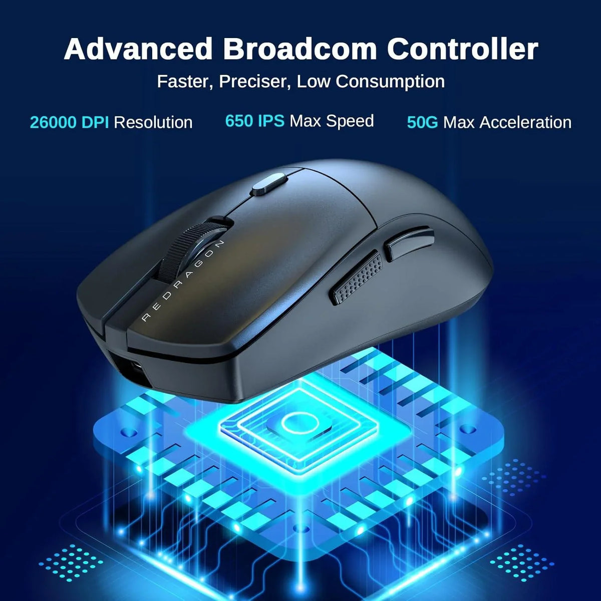Redragon gaming mouse m816 44g ultra-light 8k polling rate 26000 dpi mouse full