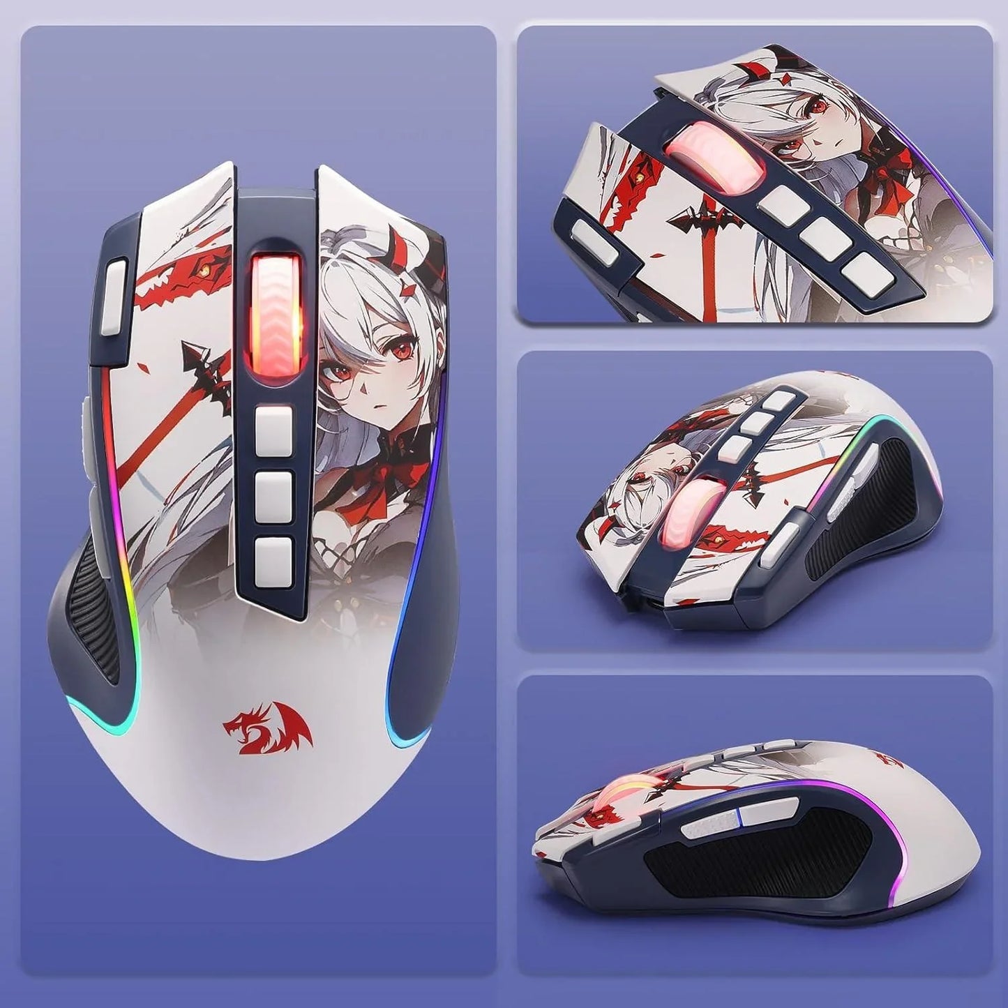 Redragon m612ak pro rgb anime gaming mouse 8000 dpi wired/wireless optical