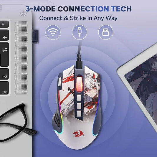 Redragon m612ak pro rgb anime gaming mouse 8000 dpi wired/wireless optical