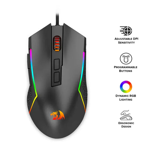 Redragon m613-rgb trident lite wired gaming mouse (black) mouse pads