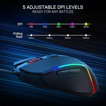 Redragon m616 rgb gaming mouse 10000 dpi wired optical mouse with 6 mouse pads