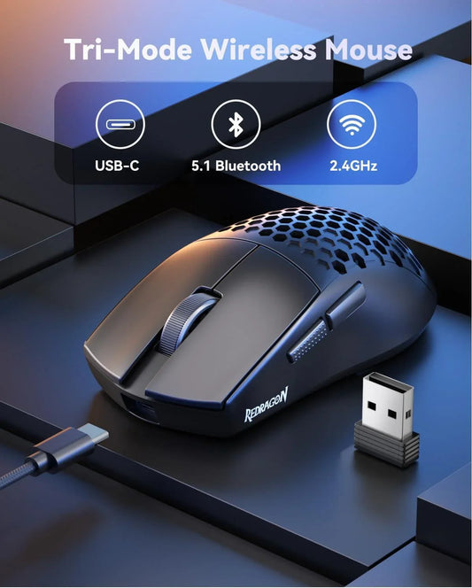 Redragon m725 honeycomb shell gaming mouse wireless ultra lightweight 49g, mice