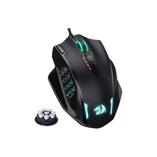 Redragon m908 impact rgb led mmo gaming mouse with 12 side buttons optical