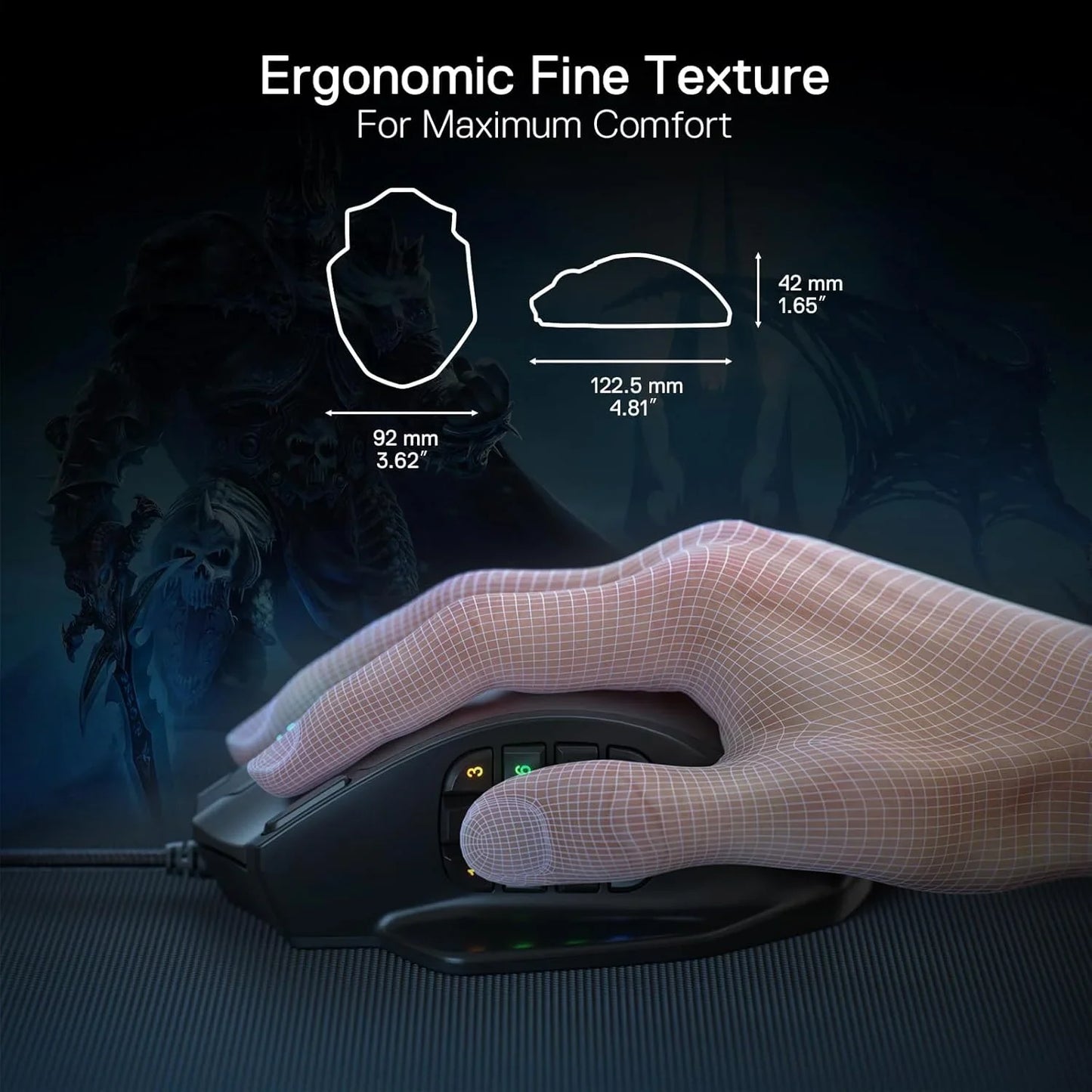 Redragon m908 impact rgb led mmo gaming mouse with 12 side buttons optical