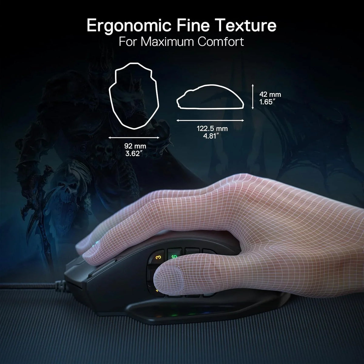 Redragon m908 impact rgb led mmo gaming mouse with 12 side buttons optical