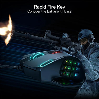Redragon m908 impact rgb led mmo gaming mouse with 12 side buttons optical