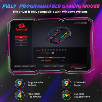 Redragon m910 pro gaming mouse wireless mouse gaming with 8000 dpi pc gaming