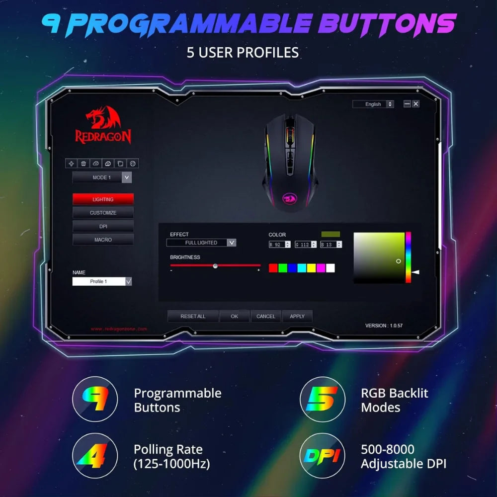 Redragon m910 ranger rgb gaming mouse