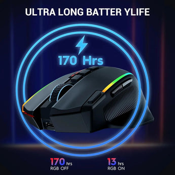Redragon m915wl wireless gaming mouse ergonomic mouse 16000 dpi with rapid
