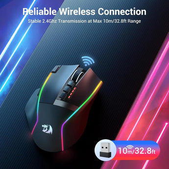 Redragon m915wl wireless gaming mouse ergonomic mouse 16000 dpi with rapid