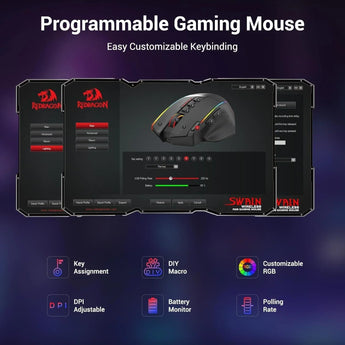 Redragon m915wl wireless gaming mouse ergonomic mouse 16000 dpi with rapid