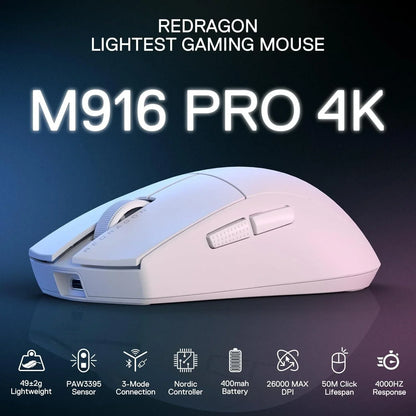 Redragon m916 pro 3-mode wireless gaming mouse 4k (26000 dpi)