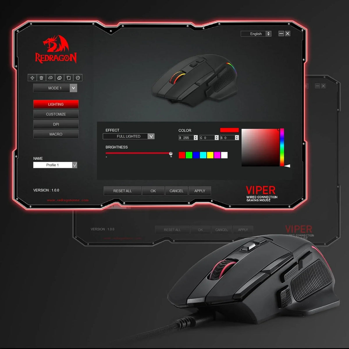 Redragon m925 wired gaming mouse 24,000 max dpi optical gaming mouse with 10