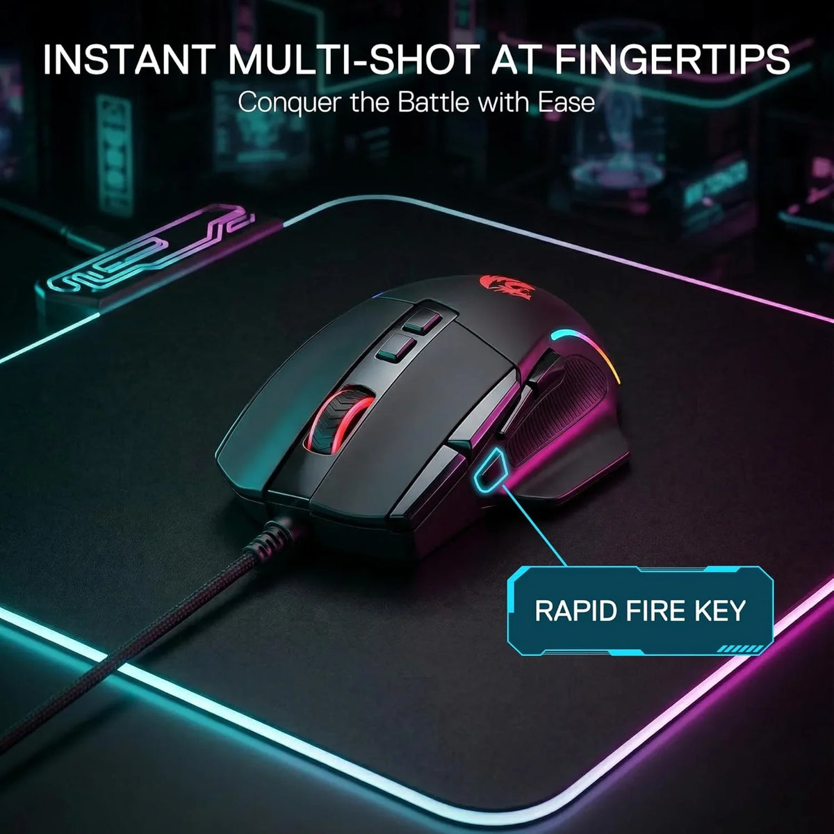 Redragon m925 wired gaming mouse 24,000 max dpi optical gaming mouse with 10
