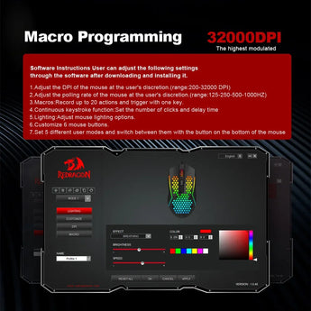 Redragon m987p-k reaping elite lightweight rgb gaming mouse
