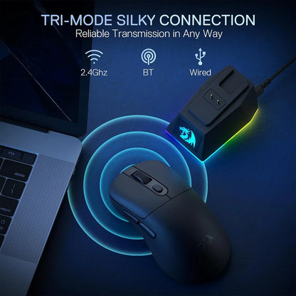 Redragon m998 lightweight wireless gaming mouse with rgb magnetic charging dock