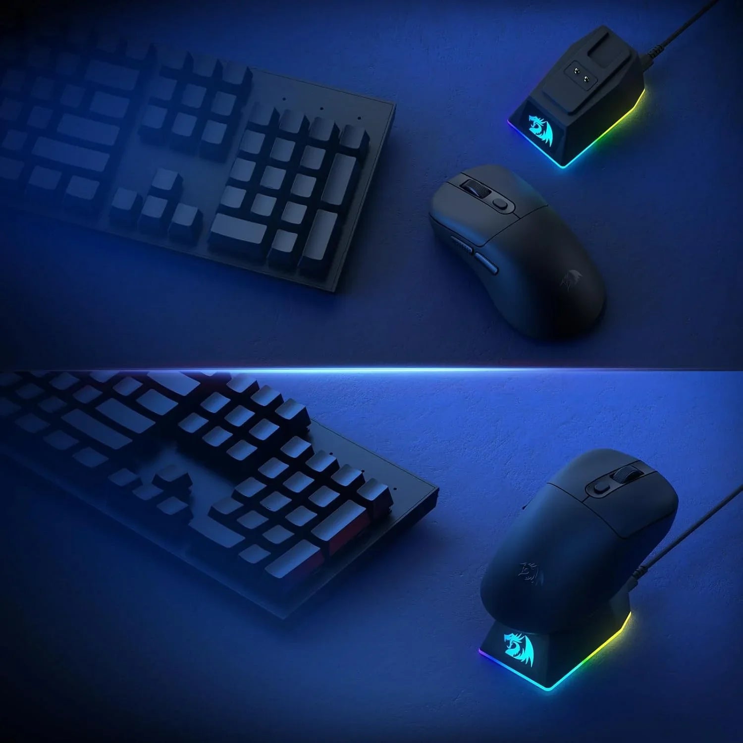 Redragon m998 lightweight wireless gaming mouse with rgb magnetic charging dock
