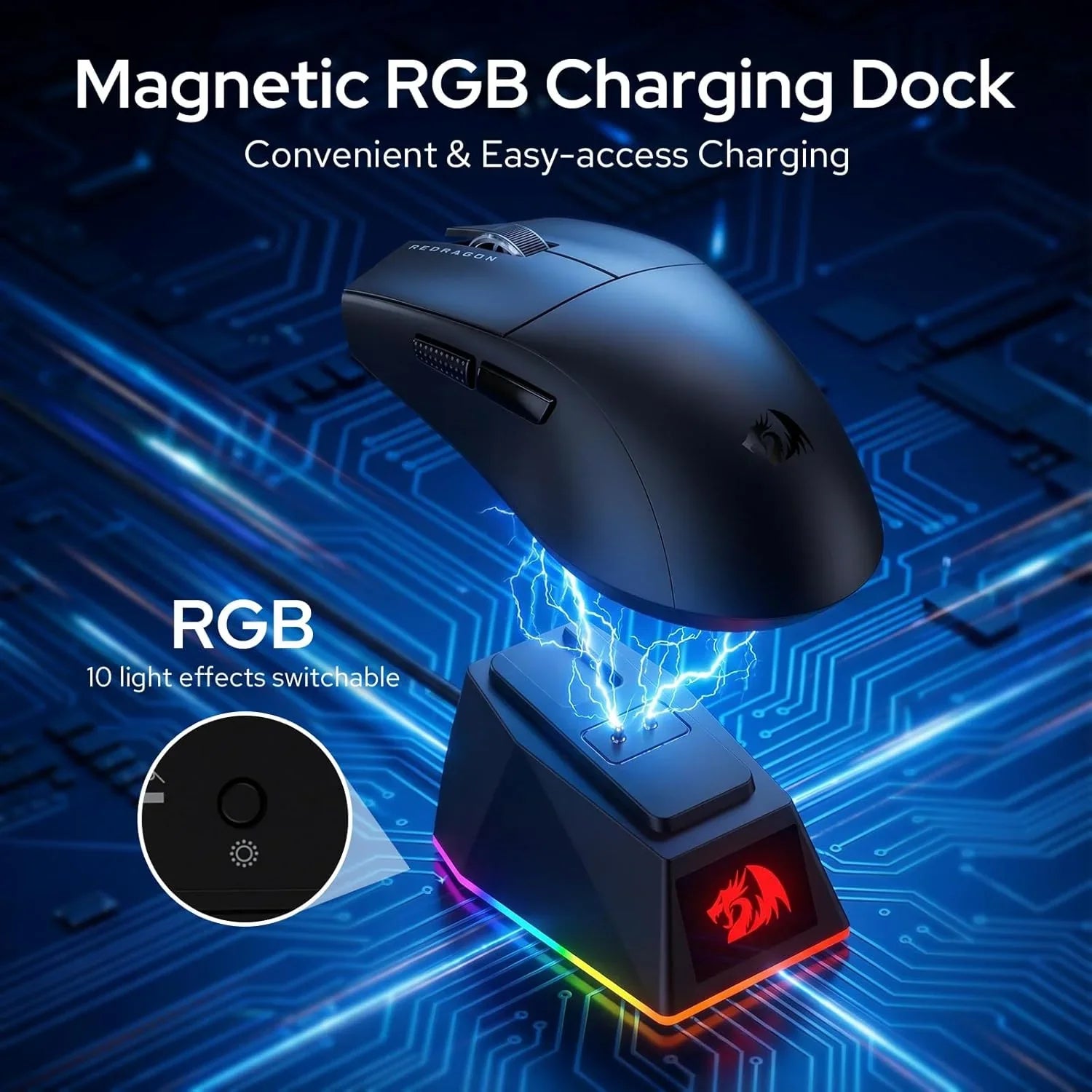 Redragon m999 wireless gaming mouse with stand 45000 dpi mice & trackballs