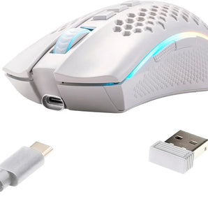 Redragon mouse gamer storm pro m808w-ks white wireless honeycomb shape wireless