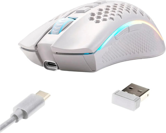 Redragon mouse gamer storm pro m808w-ks white wireless honeycomb shape wireless