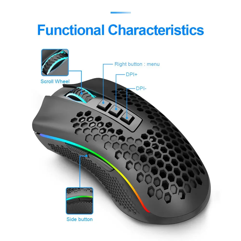 Redragon storm pro m808-ks rgb usb 2.4g wireless gaming mouse