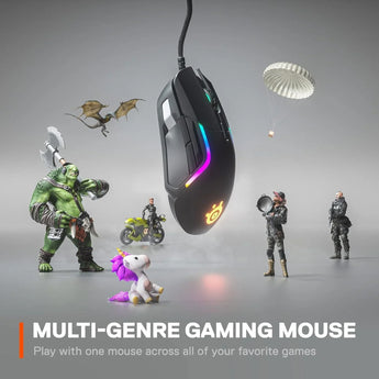Steelseries rival 5 gaming mouse with prismsync rgb lighting and 9 programmable