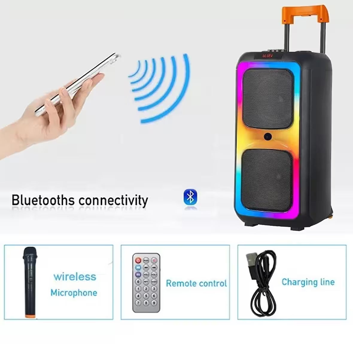 NDR 1097 High Quality Professional Sound EQ Party Portable Wireless Trolley