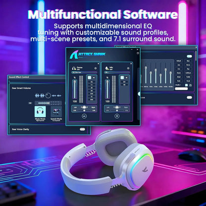 Attack shark g800 wireless rgb gaming headset:7.1 surround sound-50mm