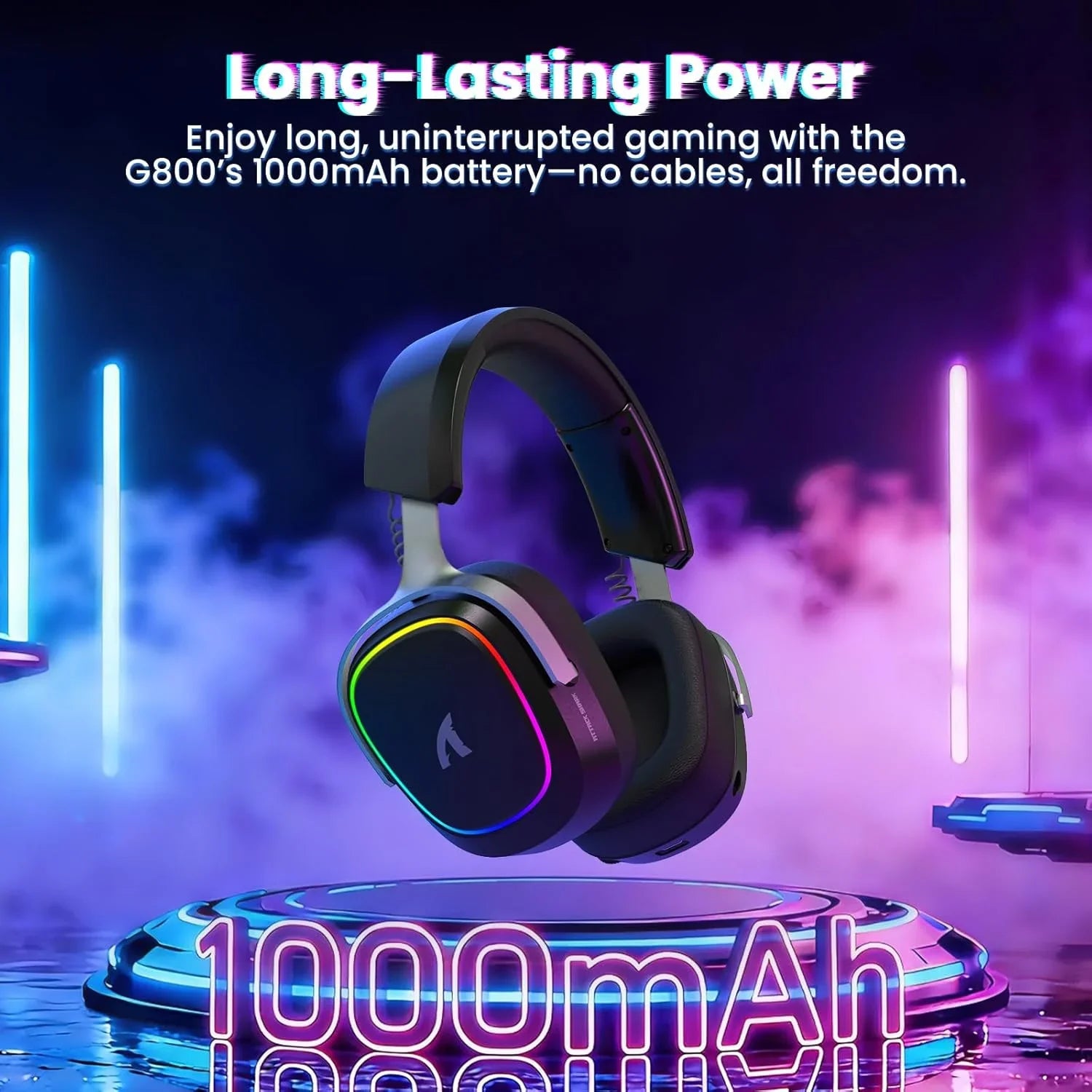 Attack shark g800 wireless rgb gaming headset:7.1 surround sound-50mm