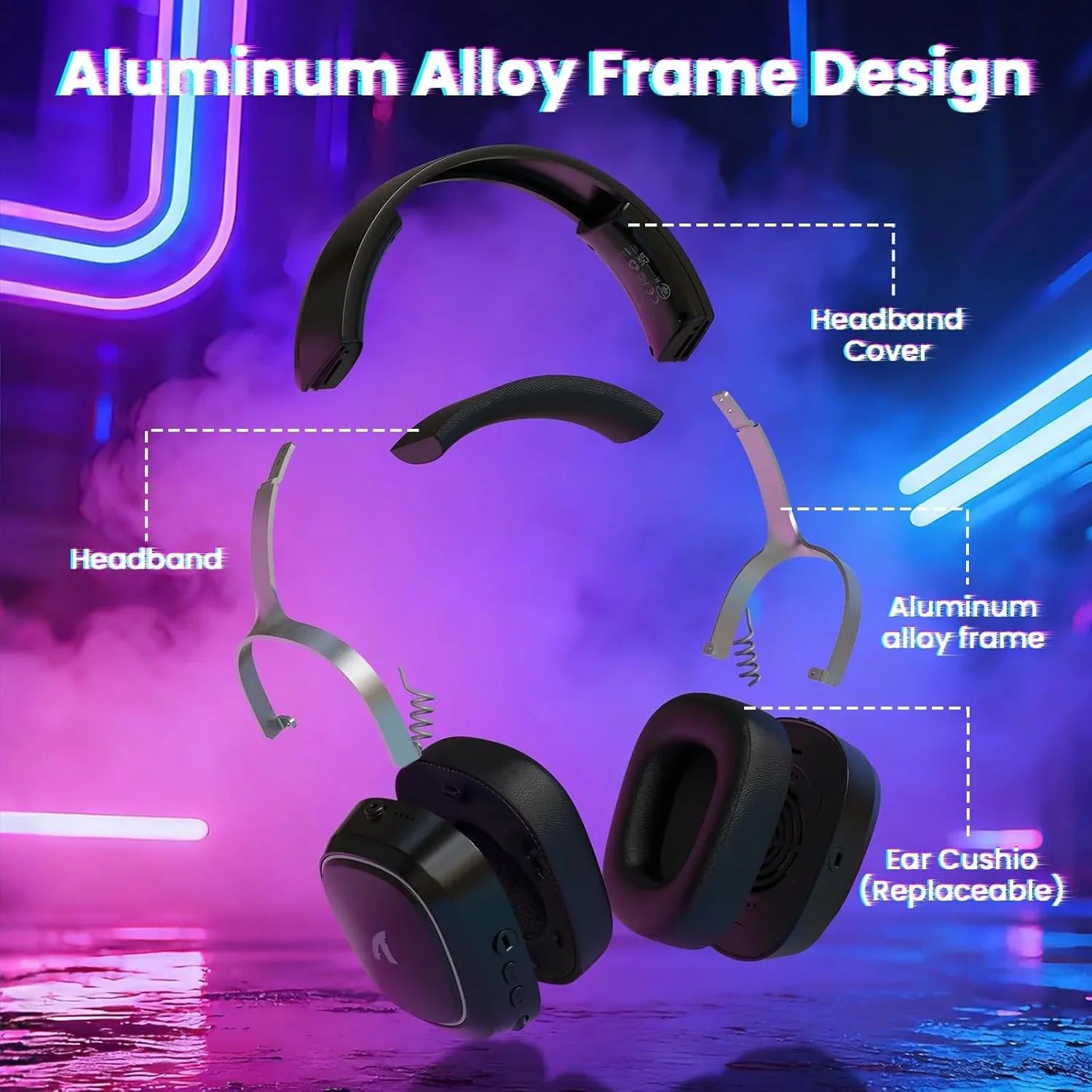 Attack shark g800 wireless rgb gaming headset:7.1 surround sound-50mm