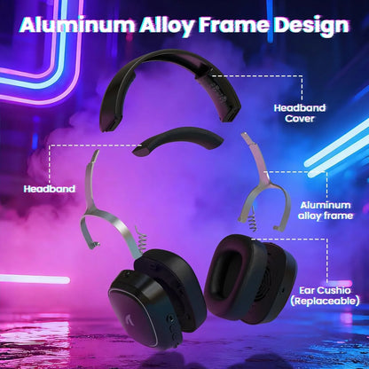 Attack shark g800 wireless rgb gaming headset:7.1 surround sound-50mm
