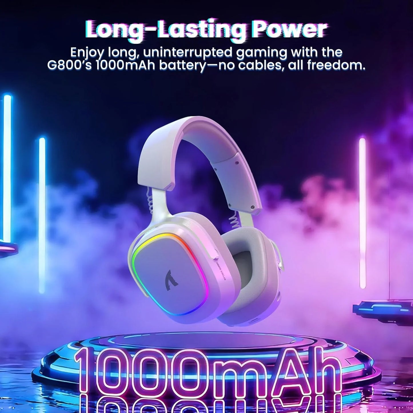 Attack shark g800 wireless rgb gaming headset:7.1 surround sound-50mm