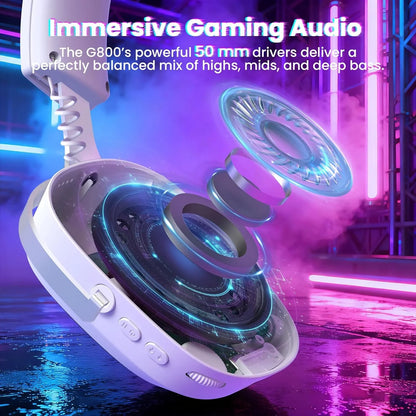 Attack shark g800 wireless rgb gaming headset:7.1 surround sound-50mm