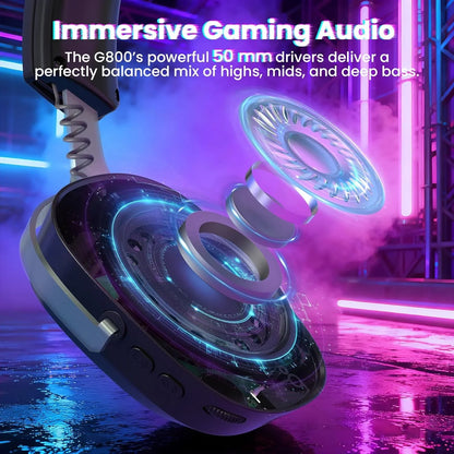 Attack shark g800 wireless rgb gaming headset:7.1 surround sound-50mm