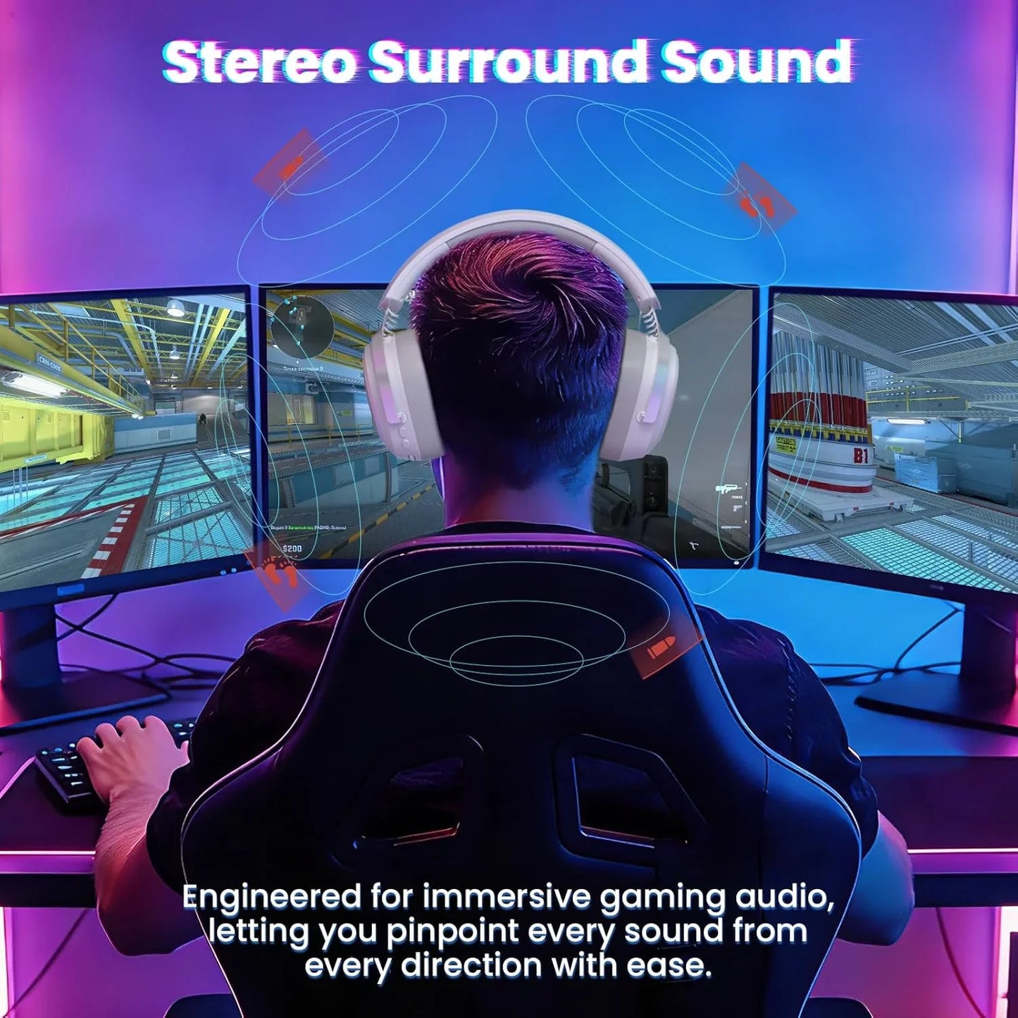 Attack shark g800 wireless rgb gaming headset:7.1 surround sound-50mm